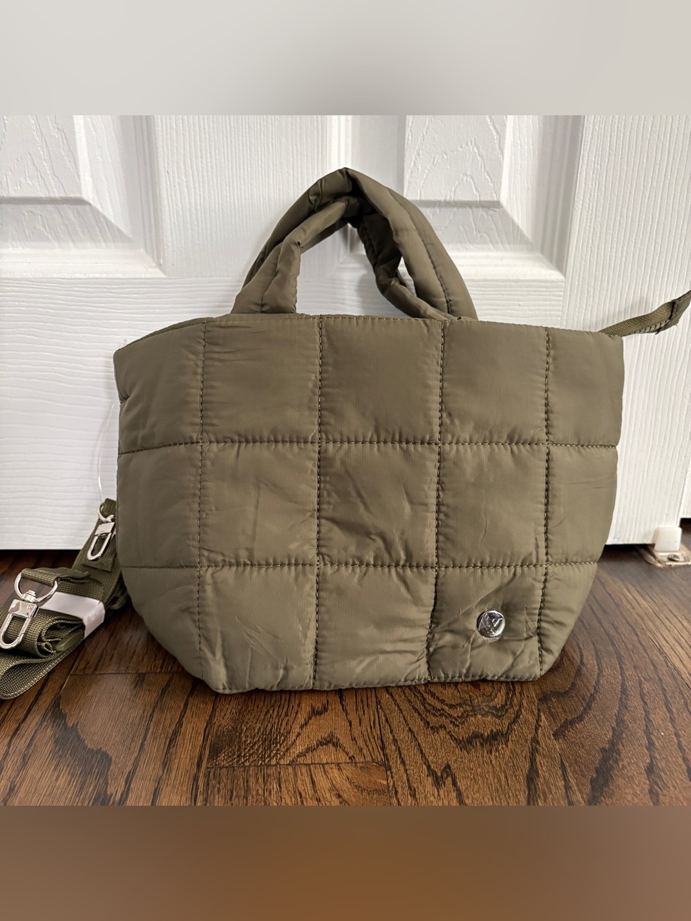 Westbronco Quilted Olive Green Tote with Top Handles